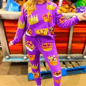 Queen of Sparkles Crown Set - Top Medium & Joggers Large